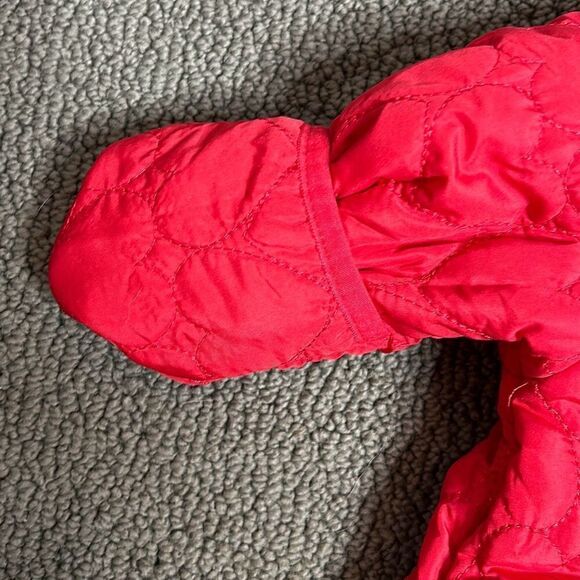 Jessica Simpson Red Woven Pram 6-9 mo Red Hearts Quilted Snowsuit - Picture 5 of 8